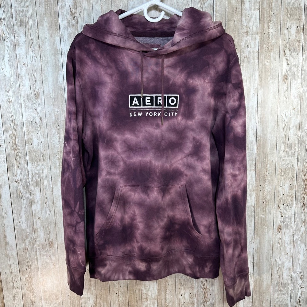 Aeropostale Block Logo Tie Dye Hoodie Sweatshirt Mens Small Pullover